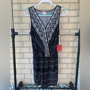 Mossimo Black and White Floral Bandana Print Romper with Pockets